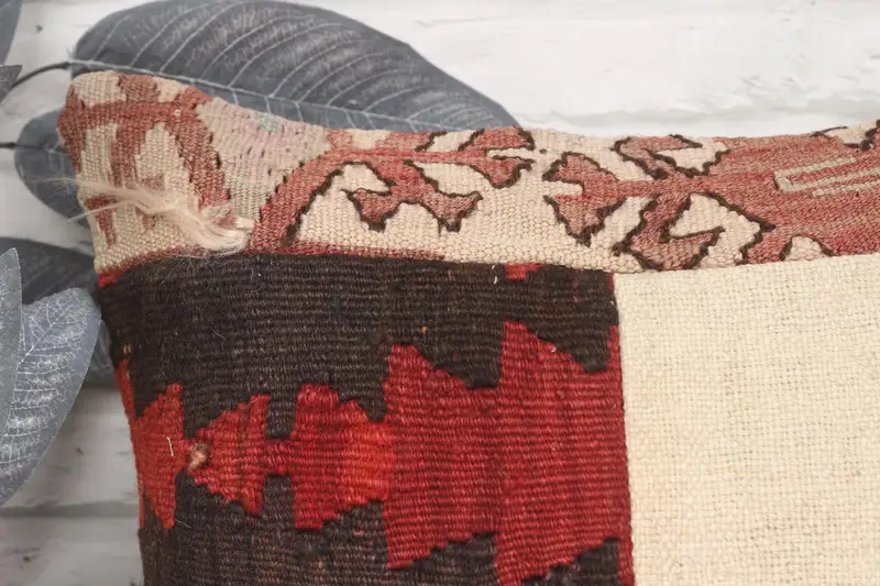 Turkish Kilim Pillow, Interior Designer Pillow, 16x16 Red Pillow Cover, Pillow Case, Morroccon Kilim Cushion Cushion, Ethnical Kilim Rug Pillow - 2