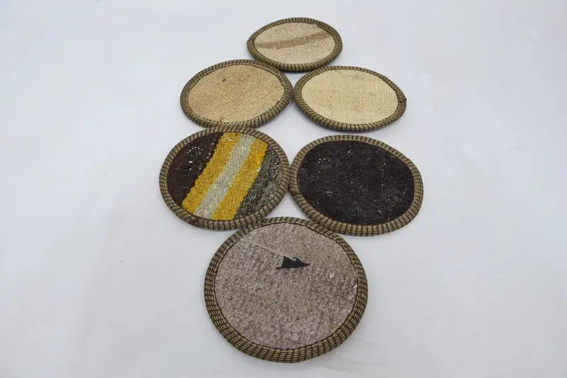 Runder Untersetzer mit böhmischem Muster, orange und beige Untersetzer