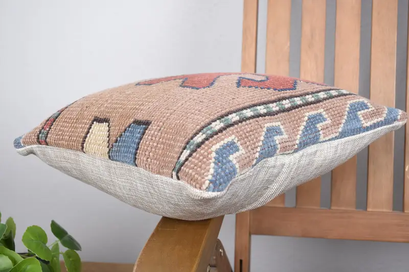 14x14 Pink Pillow Case, Bohemian Cushion Cushion Cover, Kilim Cushion Sham, Pillow, Boho Pillow, Bolster Throw Cushion, Vintage Pillow - 6