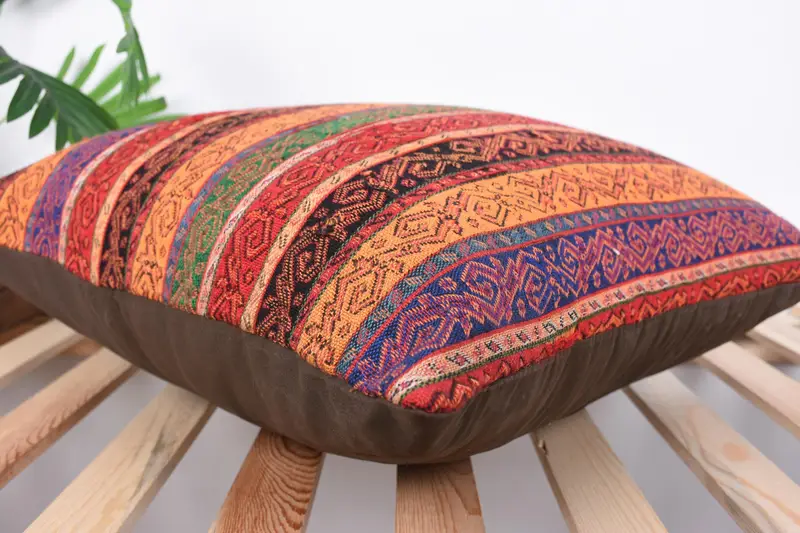 Office Chair Pillow, Ethnical Kilim Rug Pillow, Pillow for Couch, Custom Pillow Case, Kilim Pillow, 20x20 Orange Cushion, Pillow Cover - 6