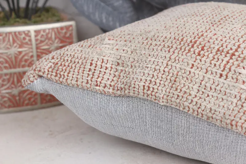 Kilim Cushion Sham, Boho Pillow Sham Cover, 12x12 Orange Cushion Cover, Decorative Throw Pillow Cover, Antique Pillows, Pillow - 7