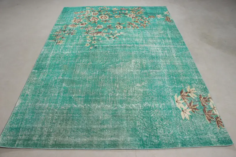 Alfombra elegante verde y beige con estampado persa 1,8x2,5m