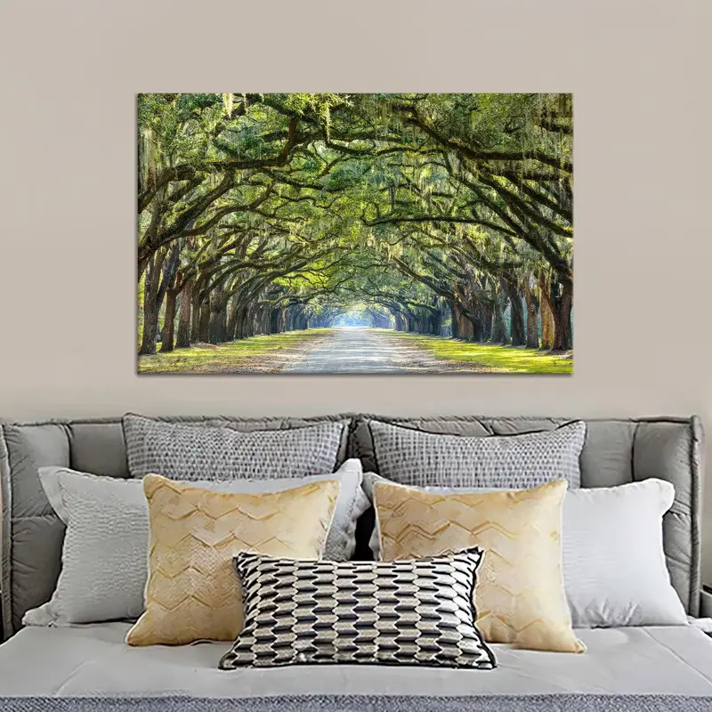 見事なライン オーク ツリー サバンナ トラベル キャンバス プリント