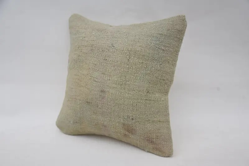 Knitted Pillow Cover, Shabby Chic Pillow, Boho Pillow Sham Cover, Cushion, Garden Cushion, 12x12 Beige Pillow, Vintage Pillow, Kilim Pillow Cover - 3