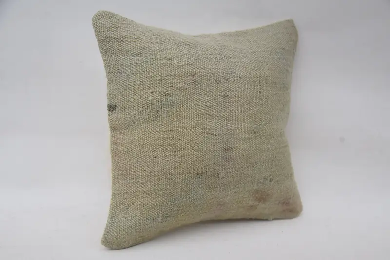 Knitted Pillow Cover, Shabby Chic Pillow, Boho Pillow Sham Cover, Cushion, Garden Cushion, 12x12 Beige Pillow, Vintage Pillow, Kilim Pillow Cover - 2