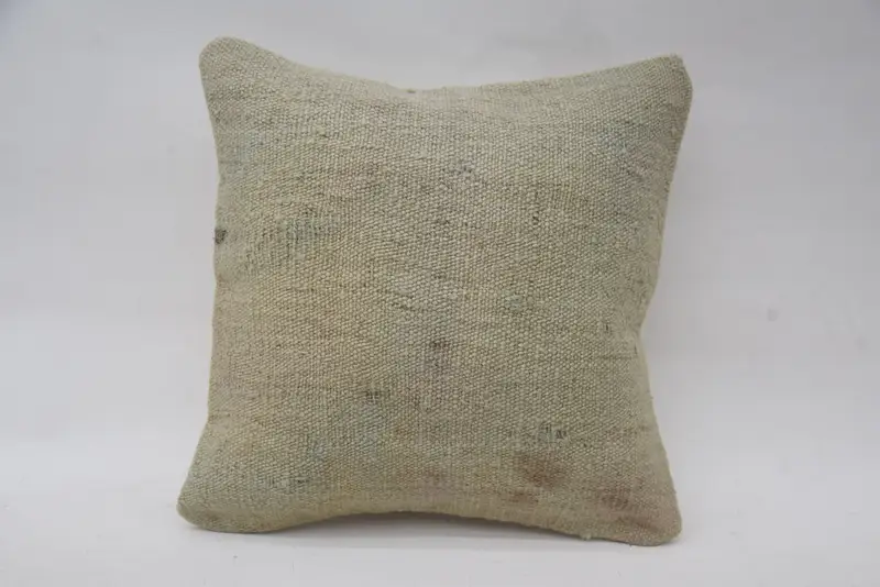 Knitted Pillow Cover, Shabby Chic Pillow, Boho Pillow Sham Cover, Cushion, Garden Cushion, 12x12 Beige Pillow, Vintage Pillow, Kilim Pillow Cover - 4