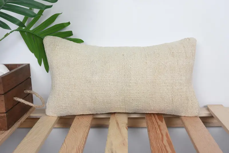 Comfy Throw Pillow, Pillow Cover, Pillow for Couch, Gift Pillow, 8x16 Beige Cushion, Oriental Cushion Cover, Home Decor Pillow - 1