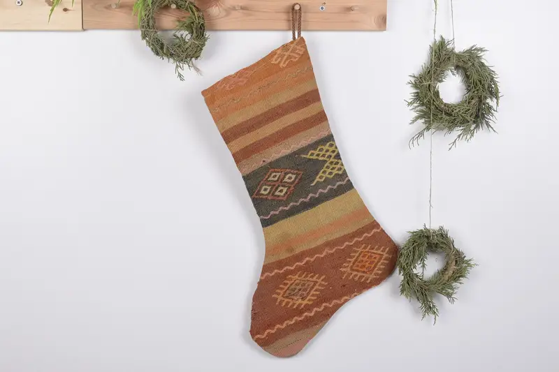 Noel Süsleri Deseni, 19 İnç Geniş Tatil Çorabı
