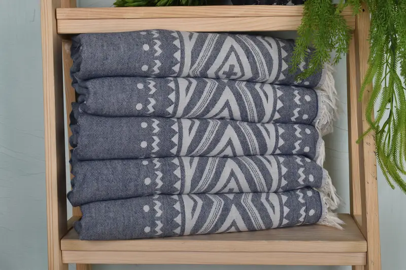 Wedding Favors Navy Cotton Tea Towel, 24x40 inches, Organic Cotton/Linen