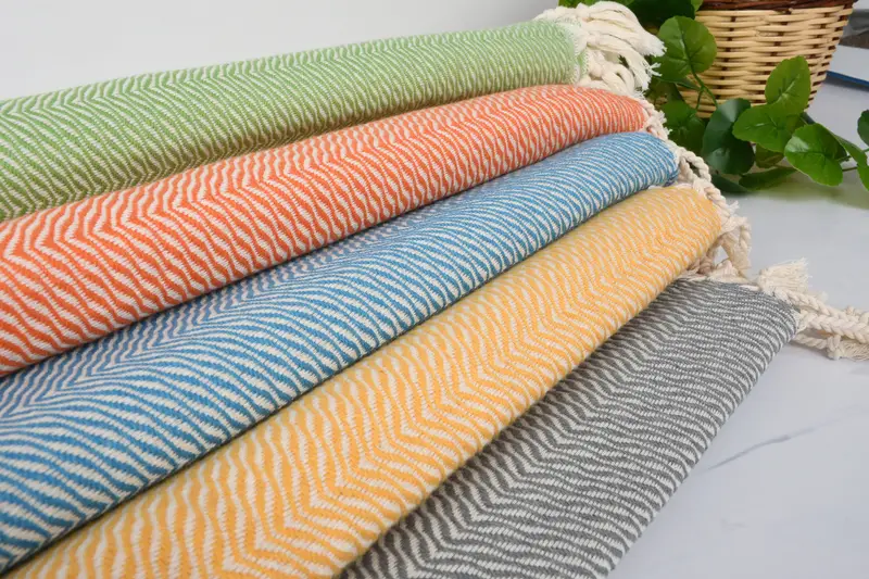 Thin and lightweight Turkish peshtemal, Gift For Him, Scarf Towel, Welcome Wedding Gift, Embroidered Towel, Beach towel, 70x40 Cotton Chevron Towel - 3