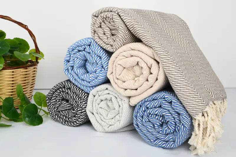 Thin and lightweight Turkish peshtemal, Gift For Him, Scarf Towel, Welcome Wedding Gift, Embroidered Towel, Beach towel, 70x40 Cotton Chevron Towel - 5