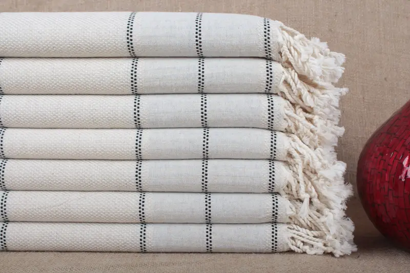 Personalized Turkish Towel Striped Beige, 40x71 Inches