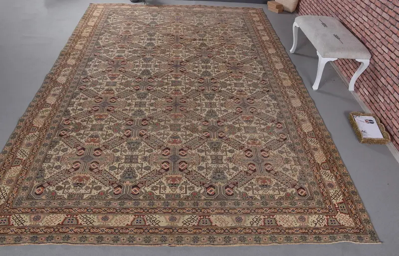 Elegante Alfombra Oriental Verde 8,9x13,3ft Chic Decor