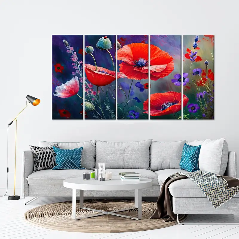 Red Poppy Art, Red Flower Canvas, Modern Canvas Decor, Kitchen Art Decor, Mother Days Gift, Canvas Wall Art,Floral Art Decor, Wall Hanging - 3
