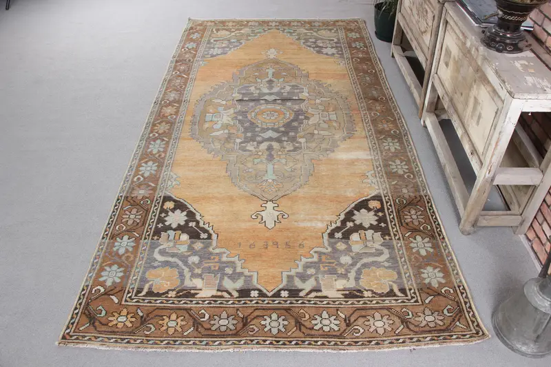 Alfombra naranja hecha a mano, 0,4x8,8 pies sólida con variaciones