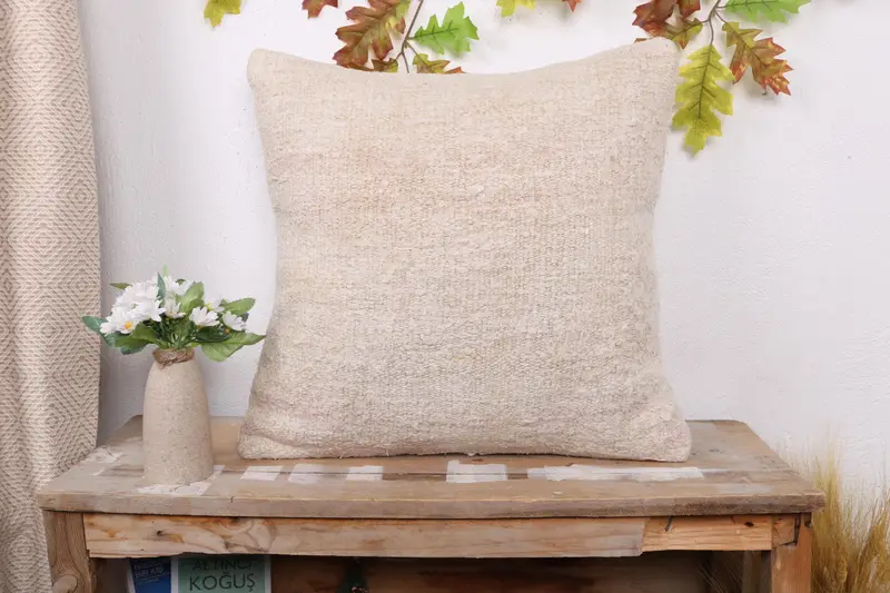 Boho Pillow Sham Cover, Cushion Cover, Throw Kilim Pillow, 20x20 White Pillow Cover, Outdoor Bolster Cushion Cover, Pillow for Couch - 1