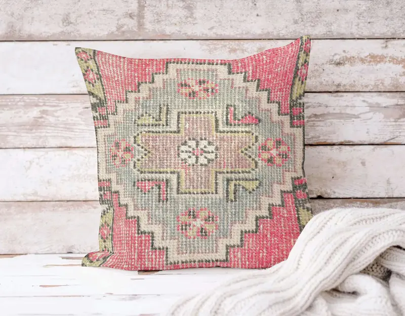 Almohada roja bordada del suroeste, almohada de lanzamiento rectangular