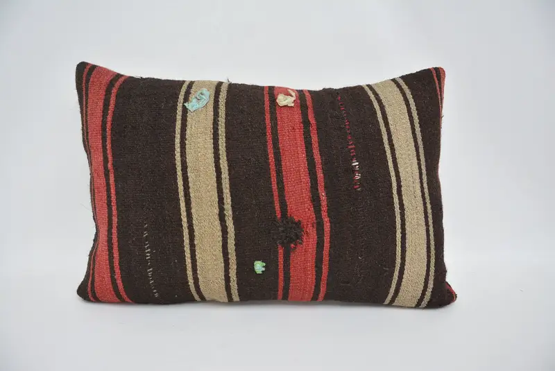 Bolster Cushion, Kilim Pillow Cover, Boho Pillow, Designer Throw Cushion, Kilim Cushion Sham, Pillow Cover, 16x24 Brown Pillow Sham - 1