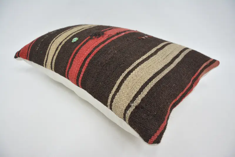 Bolster Cushion, Kilim Pillow Cover, Boho Pillow, Designer Throw Cushion, Kilim Cushion Sham, Pillow Cover, 16x24 Brown Pillow Sham - 6
