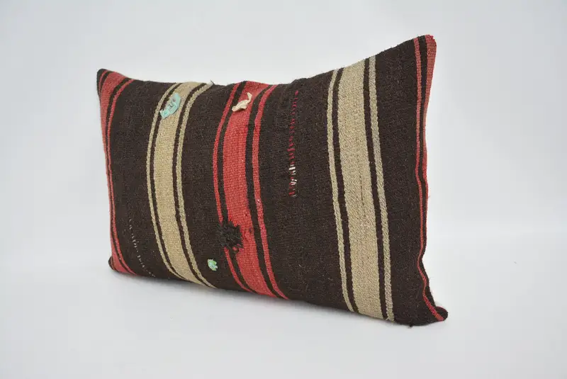 Bolster Cushion, Kilim Pillow Cover, Boho Pillow, Designer Throw Cushion, Kilim Cushion Sham, Pillow Cover, 16x24 Brown Pillow Sham - 4