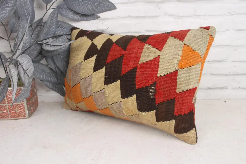 Sofa Bolster Pillow Sham, Interior Designer Pillow, Home Decor Pillow, 12x20 Beige Cushion, Vintage Kilim Throw Pillow, Pillow Case - 4
