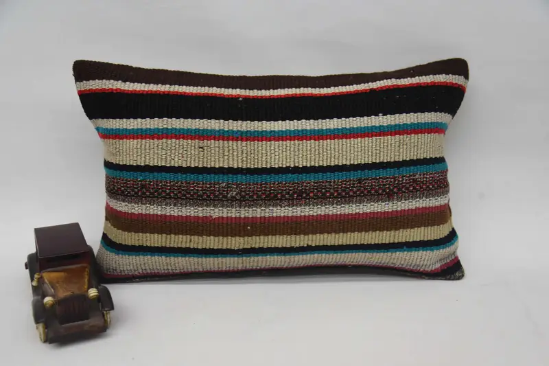 Blue Vintage Antique Cushion Case, 12x24 inch Wedding Gift Rectangle Striped Pillow Sham - 1