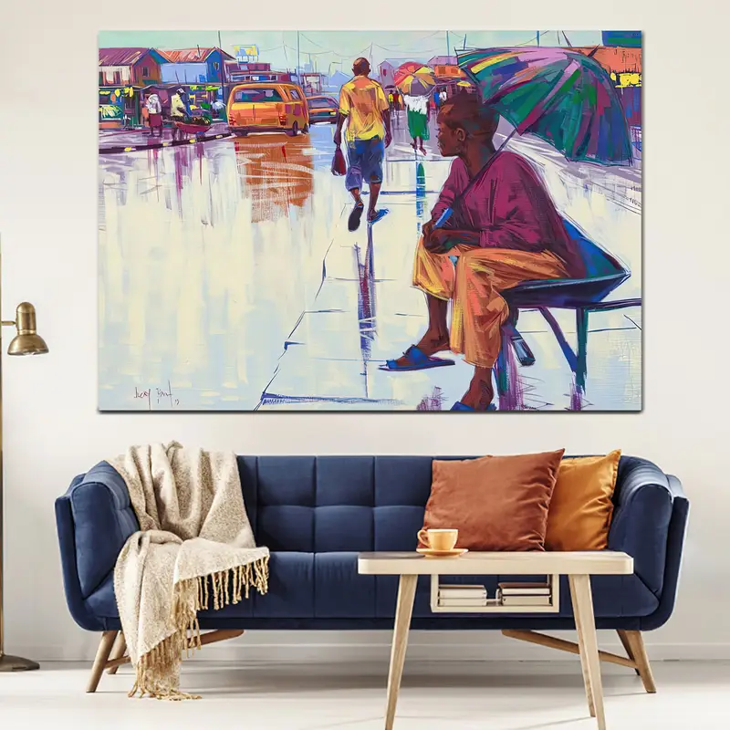 Modern Nigerian Paintings, Authentic Nigerian Art, The Lonely Man Artwork, Nigeria Street Art, Abstract Canvas, Nigeria Abstract Art, Canvas - 6