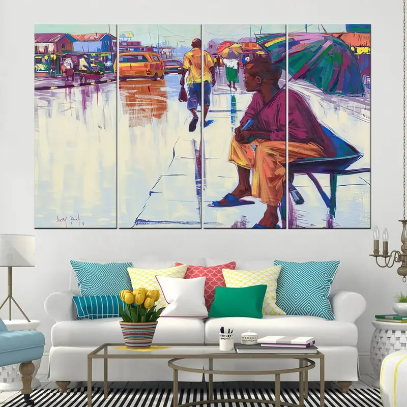 Modern Nigerian Paintings, Authentic Nigerian Art, The Lonely Man Artwork, Nigeria Street Art, Abstract Canvas, Nigeria Abstract Art, Canvas - 9