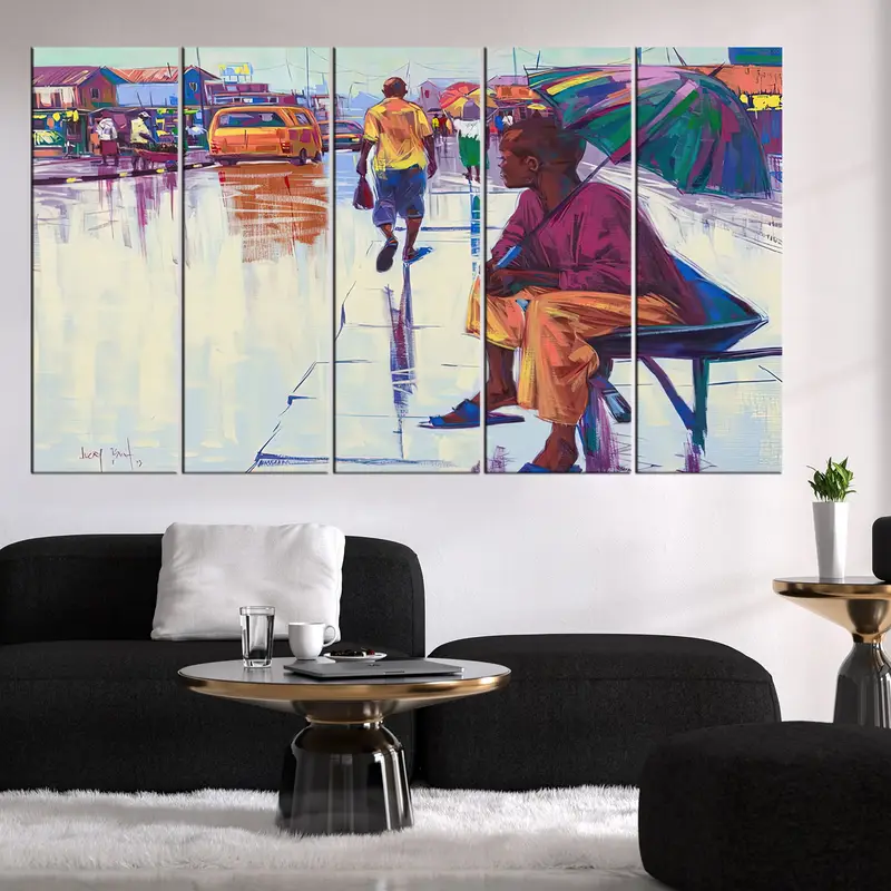 Modern Nigerian Paintings, Authentic Nigerian Art, The Lonely Man Artwork, Nigeria Street Art, Abstract Canvas, Nigeria Abstract Art, Canvas - 5