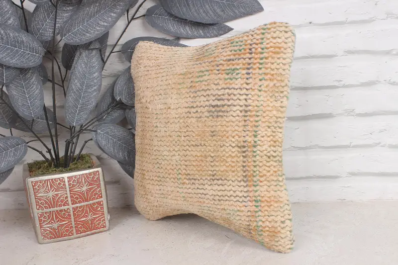 Pillow for Sofa, Aztec Pillow Sham, Ethnical Kilim Rug Pillow, Cushion Cover, Throw Kilim Pillow, 12x12 Orange Pillow Cover - 3