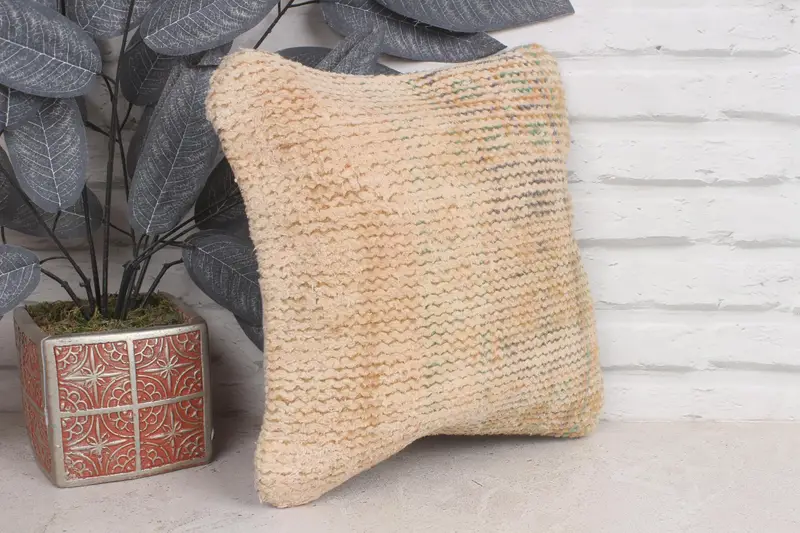 Pillow for Sofa, Aztec Pillow Sham, Ethnical Kilim Rug Pillow, Cushion Cover, Throw Kilim Pillow, 12x12 Orange Pillow Cover - 4
