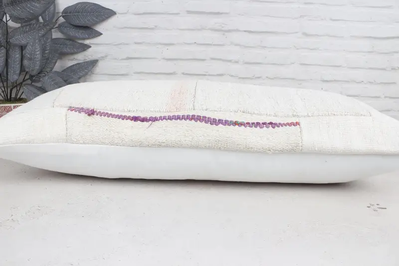 Vintage Kilim Throw Pillow, Pillow Cover, Nautical Throw Pillow Case, Ethnical Kilim Rug Pillow, Gift Pillow, 16x36 White Pillow Sham - 5