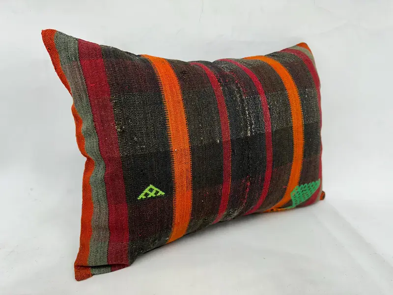 Rustic Pillow, Handmade Cushion Cover, Vintage Kilim Pillow, Boho Pillow, Kilim Pillow, 20x28 Brown Pillow Sham, Cushion, Vintage Pillow - 3