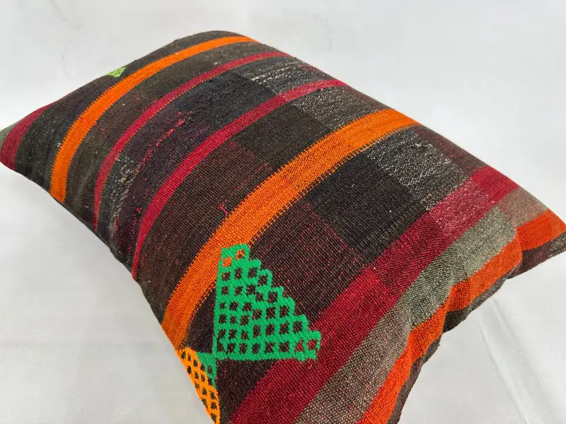 Rustic Pillow, Handmade Cushion Cover, Vintage Kilim Pillow, Boho Pillow, Kilim Pillow, 20x28 Brown Pillow Sham, Cushion, Vintage Pillow - 6