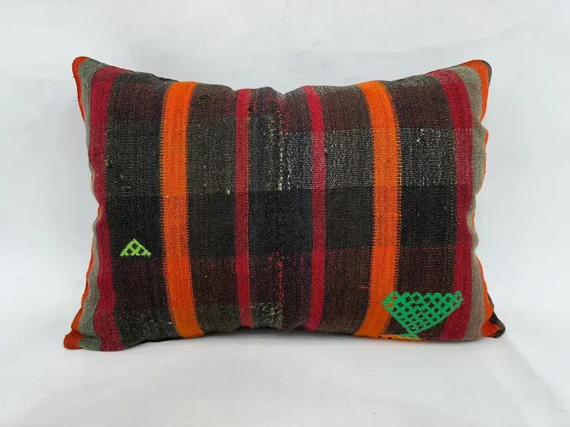 Rustic Pillow, Handmade Cushion Cover, Vintage Kilim Pillow, Boho Pillow, Kilim Pillow, 20x28 Brown Pillow Sham, Cushion, Vintage Pillow - 1