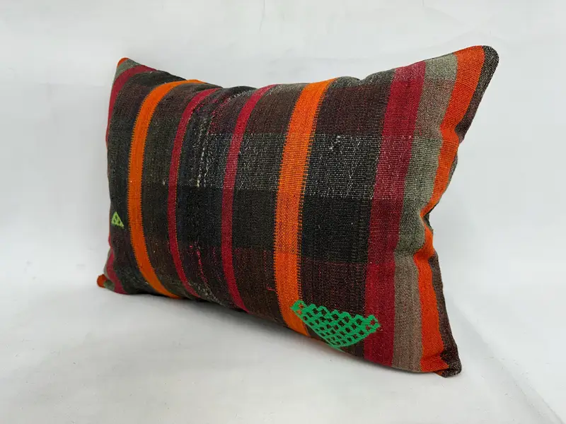Rustic Pillow, Handmade Cushion Cover, Vintage Kilim Pillow, Boho Pillow, Kilim Pillow, 20x28 Brown Pillow Sham, Cushion, Vintage Pillow - 4