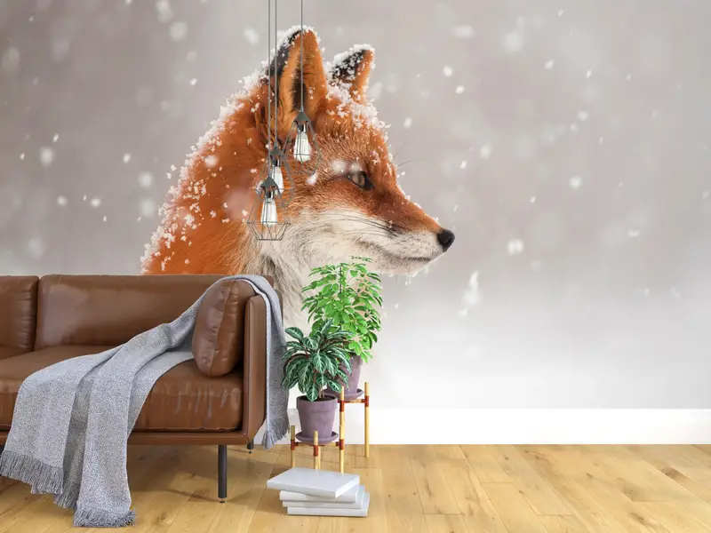 Trendy Paper Art, Fox in the Snow Wall Mural, Animal Wall Poster, Wall Paper Peel And Stick, Fox Digital Paper, Peel And Stick Wallpaper, - 8