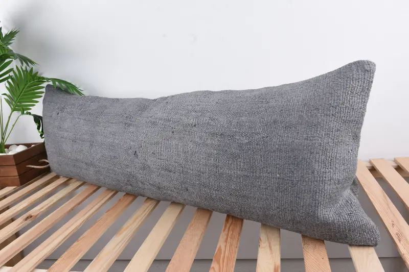 Handmade Cushion Cover, Handmade Kilim Cushion, 16x48 Gray Cushion Cover, Pillow, Pillow for Couch, Home Decor Pillow, Farmhouse Cushion Case - 5