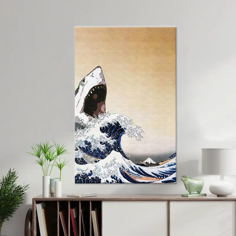 Zarif Soyut Dalga Kanvas: Japon Minimalist Sanatsal Reprodüksiyon