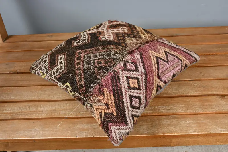 Retro Throw Cushion Cover, Pillow for Sofa, Vintage Pillow, 14x14 Beige Cushion, Kilim Pillow, Muted Cushion, Pillow, Designer Throw Pillow Case - 2