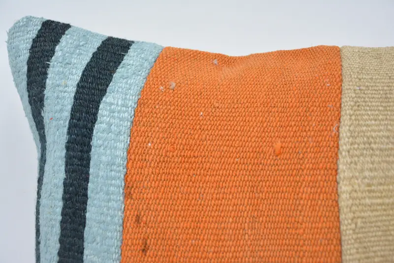 Pillow Case, Turkish Corner Pillow Sham, 16x24 Orange Pillow Cover, Vintage Kilim Pillow, Handmade Kilim Cushion, Pillow for Couch - 2