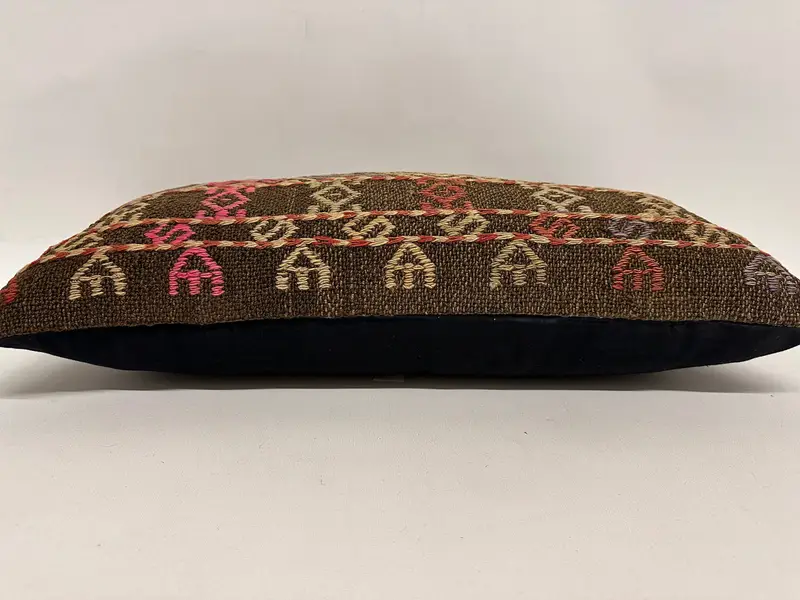 Kilim Cushion Sham, Ethnic Throw Cushion Cover, 12x24 Brown Pillow Case, Cushion Case, Vintage Pillow, Antique Pillows, Nomadic Cushion Cover - 5
