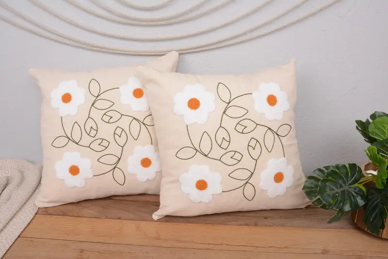 Handgefertigtes besticktes Kissen im Südwesten, Vintage-Dekokissen