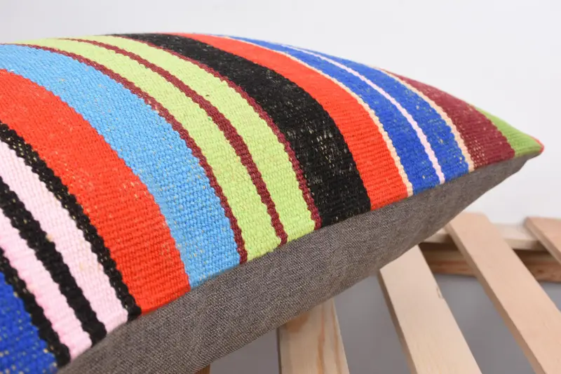 Vintage Kilim Pillow, Pillow for Couch, Pillow, Authentic Pillow Cover, 16x24 Blue Pillow Sham, Boho Pillow Sham Cover, Turkish Bench Cushion Case - 7