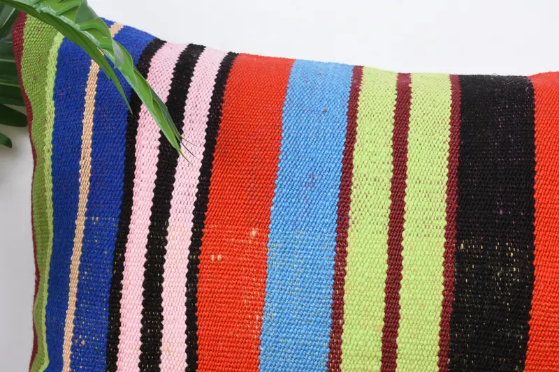 Vintage Kilim Pillow, Pillow for Couch, Pillow, Authentic Pillow Cover, 16x24 Blue Pillow Sham, Boho Pillow Sham Cover, Turkish Bench Cushion Case - 2