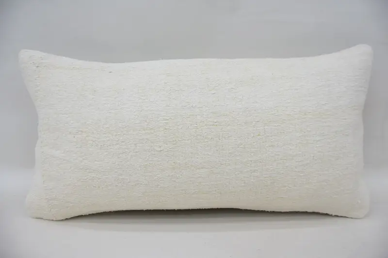 Pillow Sham, Vintage Kilim Throw Pillow, Interior Designer Pillow, 12x24 White Pillow Cover, Turkish Kilim Pillow, Office Chair Pillow - 4