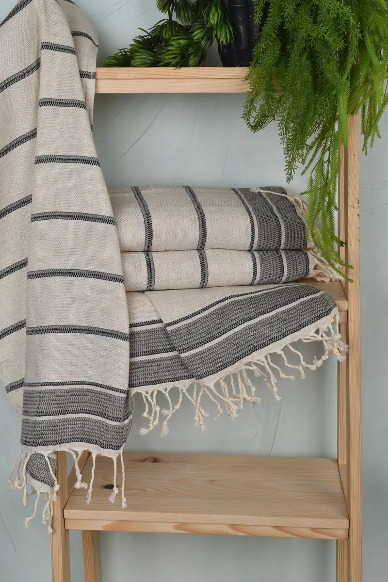 Bathroom Towels, Travel Towel, 40x20 Linen Striped Towel, Turkish Tea Towel, Boyfriend Gift, Wedding Gift, Wedding Hand Made Gift, Handmade Gift - 6