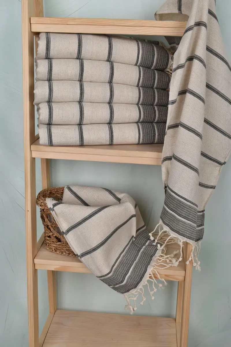 Bathroom Towels, Travel Towel, 40x20 Linen Striped Towel, Turkish Tea Towel, Boyfriend Gift, Wedding Gift, Wedding Hand Made Gift, Handmade Gift - 3