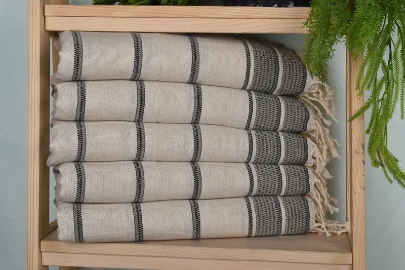 Bathroom Towels, Travel Towel, 40x20 Linen Striped Towel, Turkish Tea Towel, Boyfriend Gift, Wedding Gift, Wedding Hand Made Gift, Handmade Gift - 1