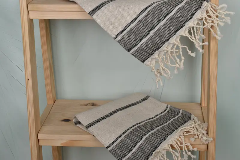 Bathroom Towels, Travel Towel, 40x20 Linen Striped Towel, Turkish Tea Towel, Boyfriend Gift, Wedding Gift, Wedding Hand Made Gift, Handmade Gift - 5